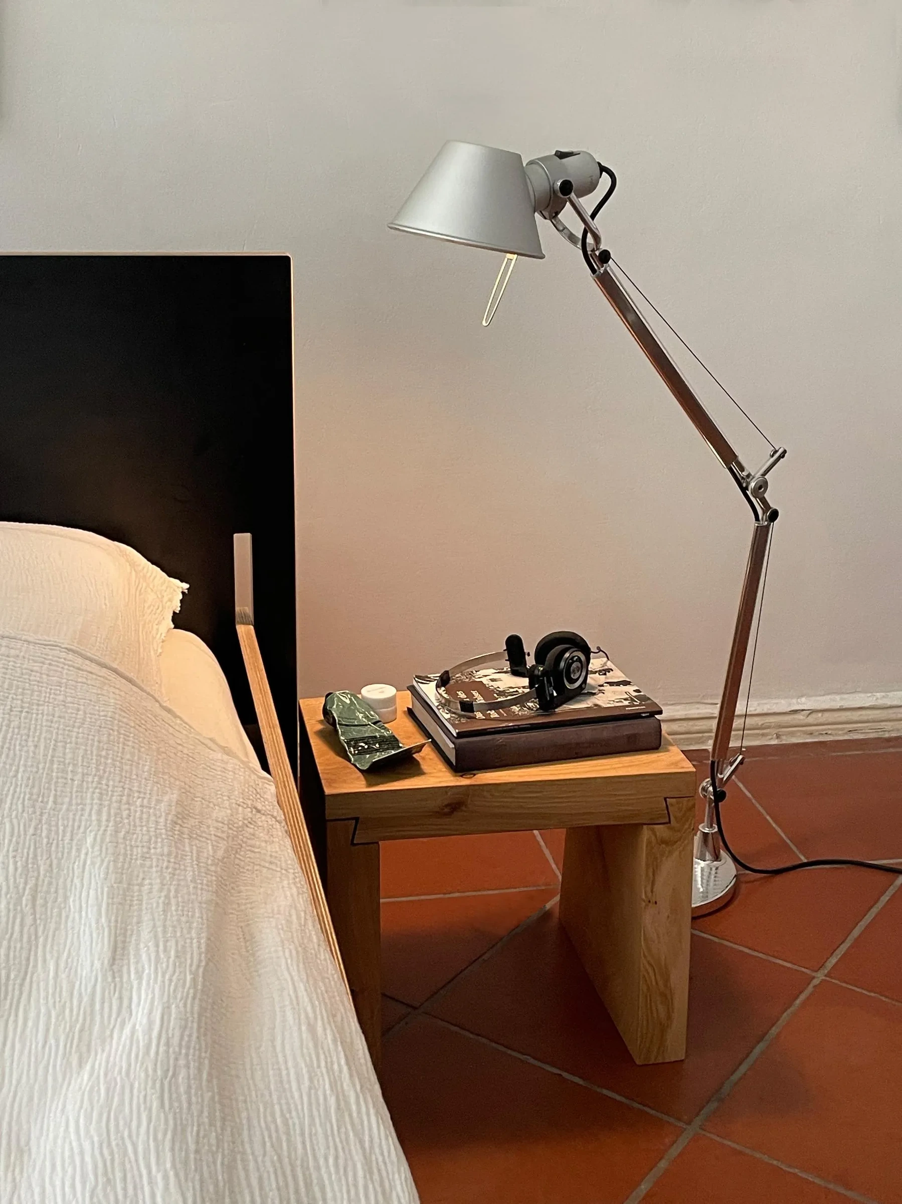 Helka stool used as a bedside table